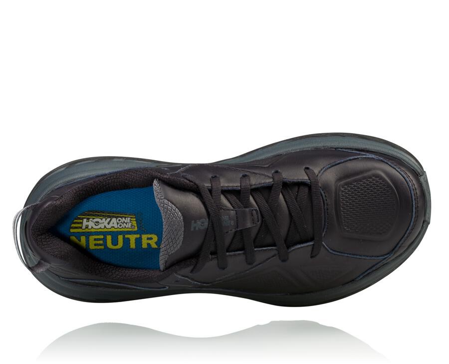 Hoka One One Mens Running Shoes - Bondi Leather - Black - NRGQ87624